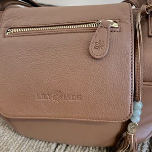 Lily Jade - Madeline Old English leather diaper bag